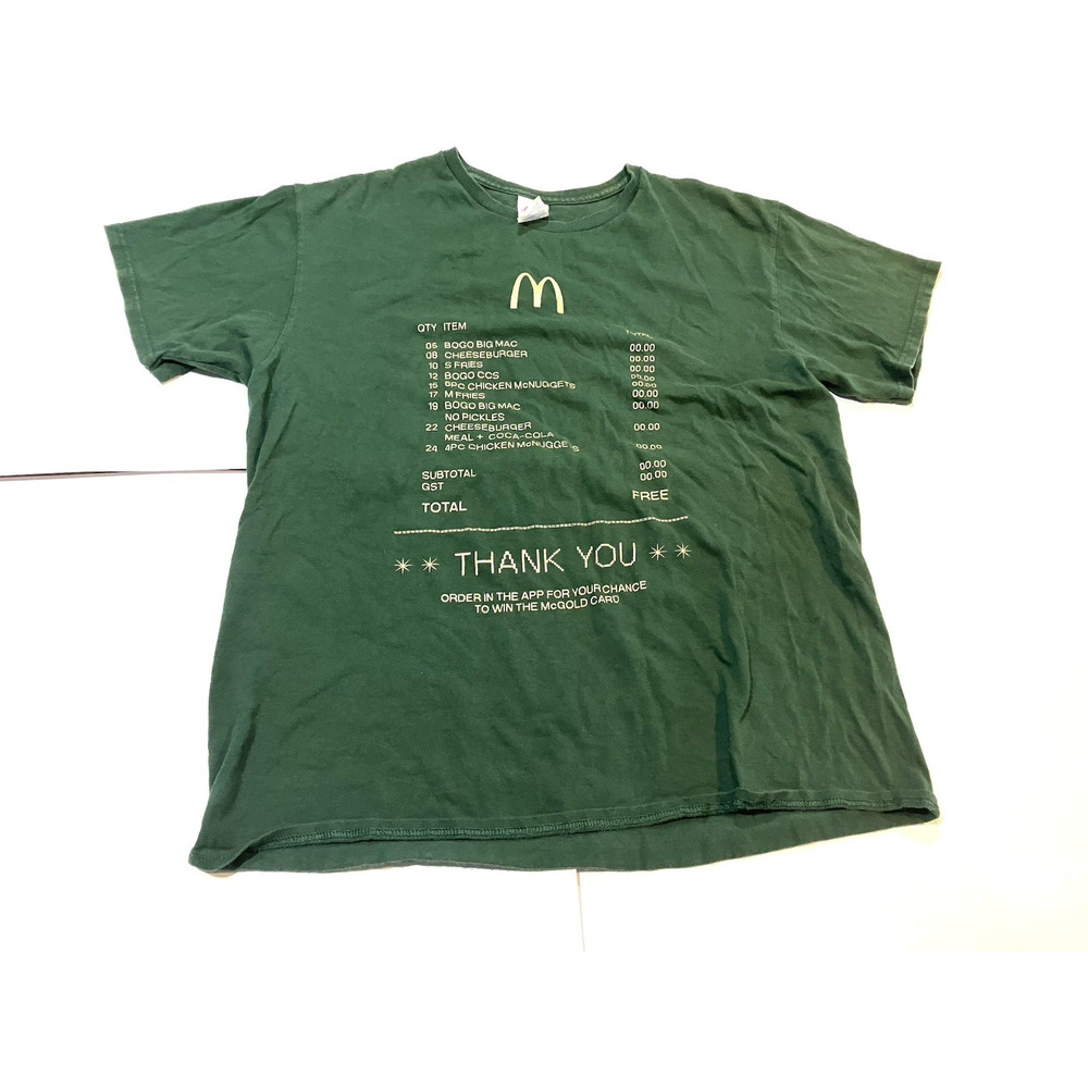 Vintage Y2K McDonald’s Order Receipt Employee Exclusive Men’s T-Shirt Size Large